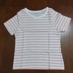 アースミュージック＆エコロジー　ボーダー　半袖カットソー　ピンク　S