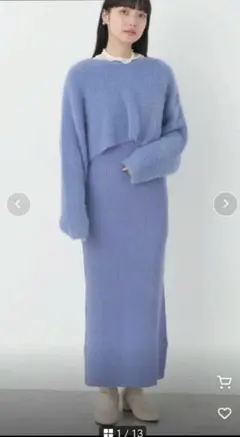 【訳あり】Earth SET2点シャギーニット+リブワンピース