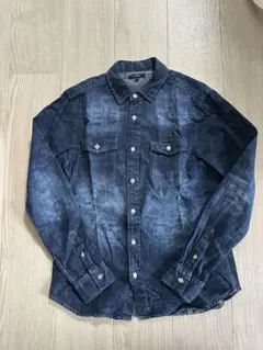 ダークブルー デニムシャツ 長袖