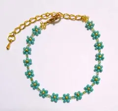 ビーズブレスレット　ピーコックブルー❲No.115❳