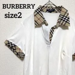 BURBERRY バーバリー ポロシャツ 襟袖 ノバチェック ホースロゴ 白