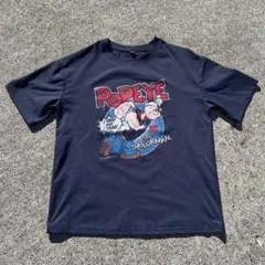 POPEYE ポパイ プリント Tシャツ ネイビー XS 短丈