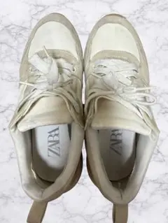ZARA スニーカー ホワイト×ベージュ 38 24.0cmのサムネイル