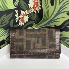 フェンディ キーケース ズッカ柄 ブラック ブラウン 小銭入れ付き