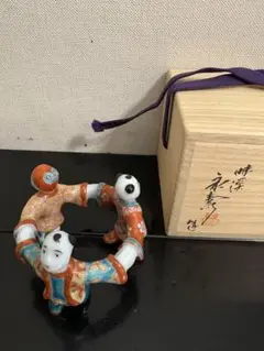 茶道具 色絵 蜻蛉 蓋置 中村秋峰 共箱 京焼 清水焼 秋 茶会 トンボ 勝