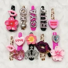 キッズネイル　スーパーロング　KOGYARU コギャルネイル　ピンク　ヒョウ柄