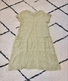 SM2 半袖シャツワンピース グリーン　リネン100% 麻　サマンサモスモス