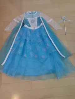プリンセスドレス エルサ風 コスチューム ステッキ付き