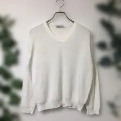 BROWNY ホワイト Vネック ニットセーター 長袖 白