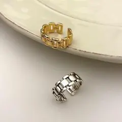 2個セット　リング 指輪 レトロチェーン ゴールド シルバー 韓国 シンプル