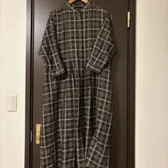 ichi Antiquites︎♥︎ウールガーゼタータンチェックシャツワンピース