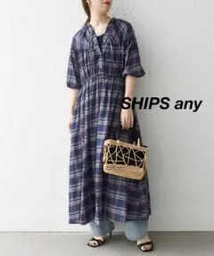美品　シップスエニィ　シアーチェックウエスタンワンピース コットン100%のサムネイル