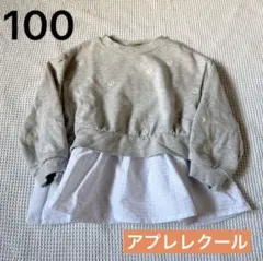 ●100サイズ● 花刺繍　長袖　トレーナー