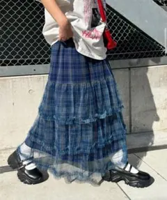チャオパニック　チュールフリルティアードスカート　ブルーのサムネイル