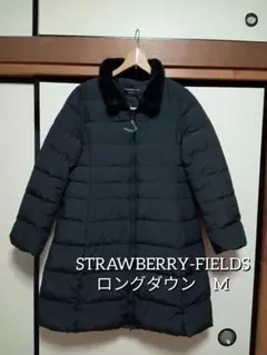 【STRAWBERRYFIELDS】ファー付きロングダウンジャケットブラック黒M