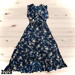 Re:edit リエディット 花柄ネイビーブルーロングワンピース 3212