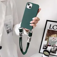 秋のお出かけにぴったり✨肩掛けiPhoneケース ショルダーケース　グリーン
