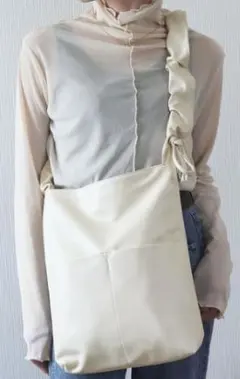 florist 【2way】スクエアギャザーレザーショルダーバッグリボン