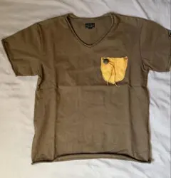 Schott Bros. レザーポケット Vネック Tシャツ S