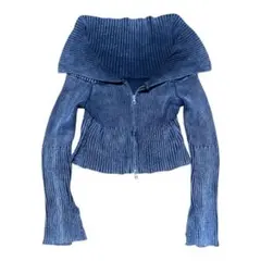 リブ編み オフショルダー セーター　袖長タイプ　グレー系