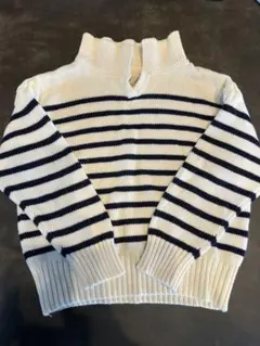 petit main ストライプ ハイネックニット