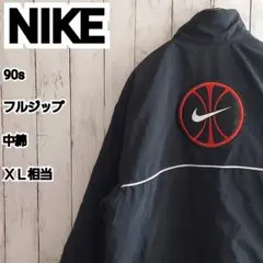 【NIKE】希少 ナイキ 90s フルジップ 中綿 ナイロンジャケット XL相当
