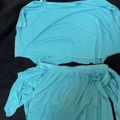 べリーダンス レッスンウエア　ターコイズ半袖パンツセットアップ