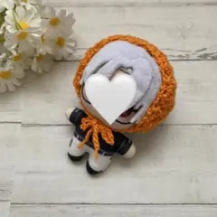 【ハンドメイド】ぬい服 バブーシュカ 10〜12cm用 綿 オレンジ ビビット