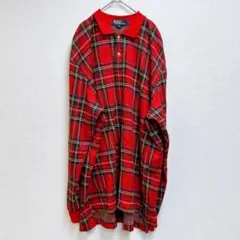 ポロラルフローレン ポロシャツ ポロカラー チェック XL 赤 ビッグサイズ