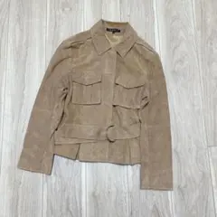 セオリー スエードジャケット ベージュ 無地 カジュアル ベルト 裏地 2