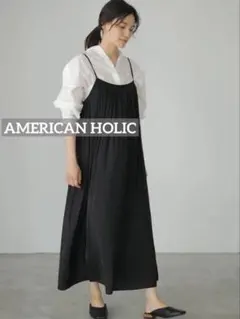 k0983 AMERICAN HOLIC バックリボンギャザーキャミワンピース