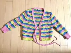 ZARA マルチカラー クロシェ編み 長袖 カーディガンのサムネイル