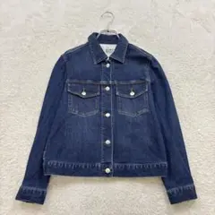 無印良品【M】紺系 デニムジャケット ストレッチ 綿混 春夏秋 Gジャン 羽織