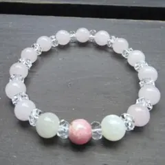 ローズクォーツｘインカローズｘムーンストーンブレスレット　天然石　パワーストーン
