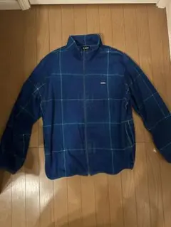 ネイビー系チェック ジップアップジャケット