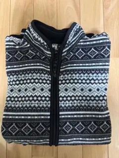 フリースジャケット 黒白幾何学模様