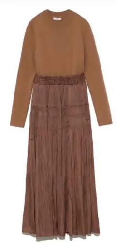 新品FRAYI.D フレイアイディー プリーツシャーリングニットコンビワンピース