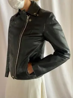 古着 ビンテージ 70s カナダ ブラック 黒 牛レザー ライダース ジャケット