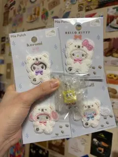 サンリオ パイルワッペン ふわふわスノー　スポンジボブ　めじるしアクセサリー