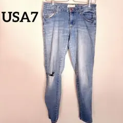 スキニージーンズ USA 7 ダメージ デニム レディース 海外古着