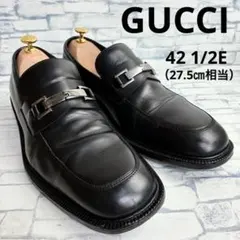 グッチ美品ホースビットローファースクエアトゥ43.5E 28〜28.5cm 