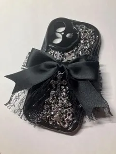 iPhone16ケース デコ電　ゴテゴテ　スマホケース　リボン