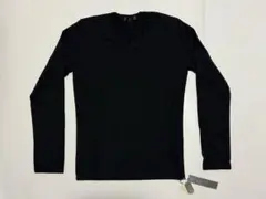 特価roarラインストーン装飾 Vネック長袖カットソー 黒1