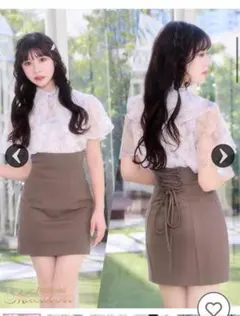 ミシェルマカロン くびれ♡美脚スカートSCR0041 モカベージュ