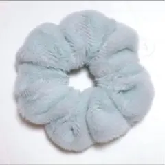 【値下げ不可】未使用品 キッズ用 ミニ ファー シュシュ ヘアゴム 水色 ブルー