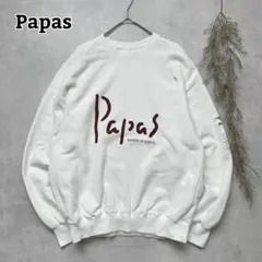 【Papas】両面デカロゴ カジキワッペン スウェット プルオーバー 白 L