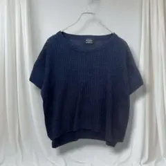 green label relaxing 麻100% 透かし編み半袖ニット 春夏