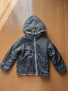 水玉模様フード付きリバーシブルジャケット　120cm