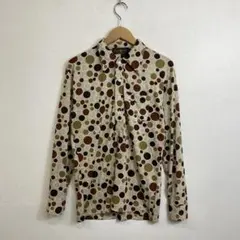 80s ポリシャツ プルオーバー 長袖 ドット 水玉 総柄 VINTAGE