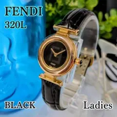良品 フェンディFENDIレディース腕時計320Lブラック黒Fロゴ高級感ローマのサムネイル